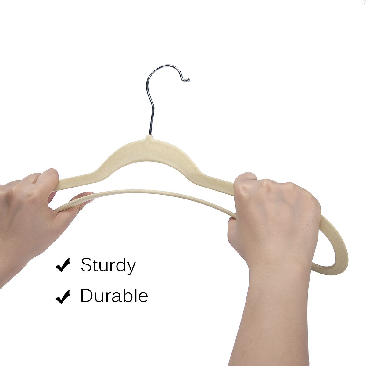 30Pcs-Beige-Thin-Space-Saving-Velvet-Hanger-Nonslip-Coat-Cloth-Hanger-360-Heavy-Duty-10-Clips-1368046