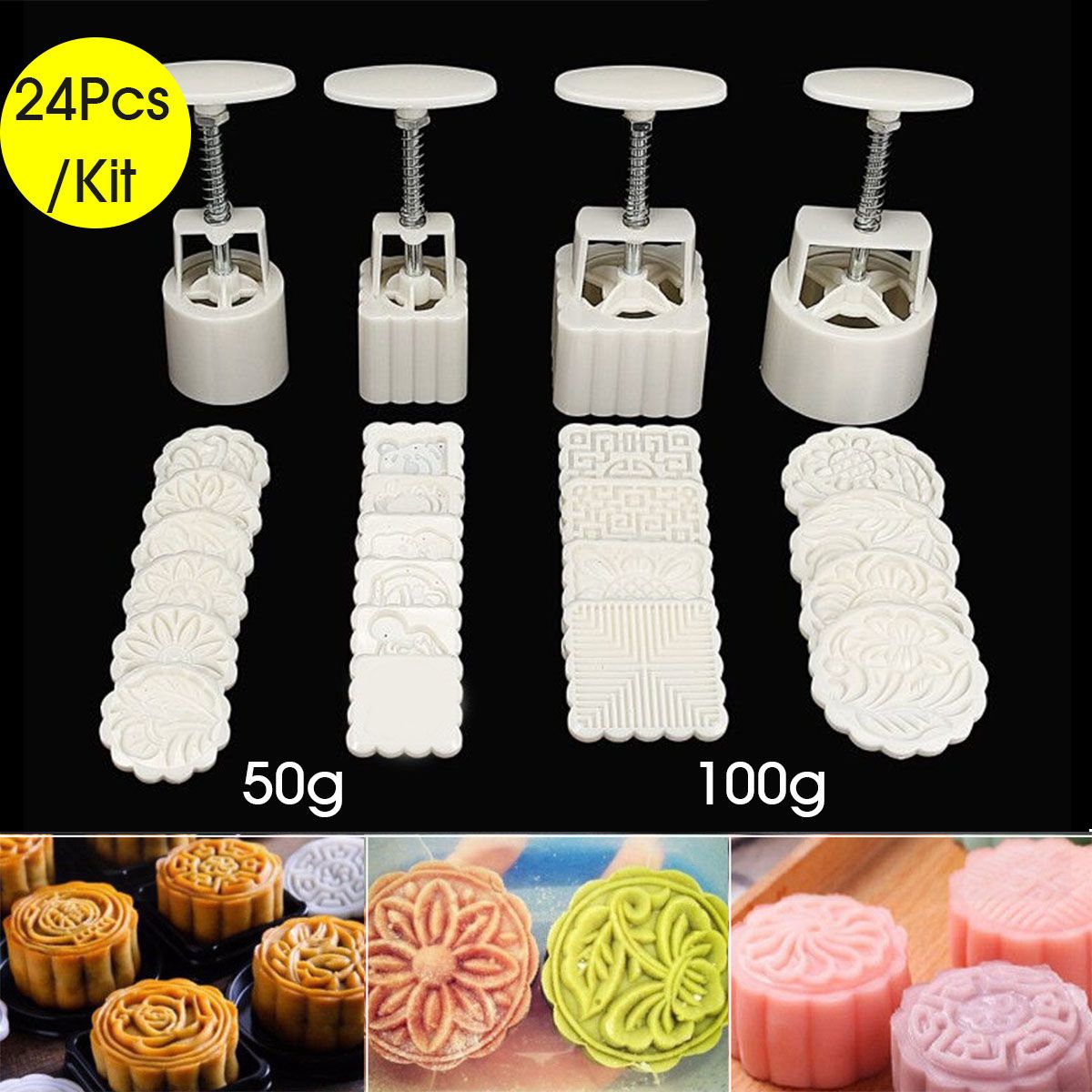 4-Sets-Mooncake-Pastry-Press-Mold-100g-50g-DIY-Flower-Pattern-Mould-Decor-w-20-Stamps-Round-Square-1339031