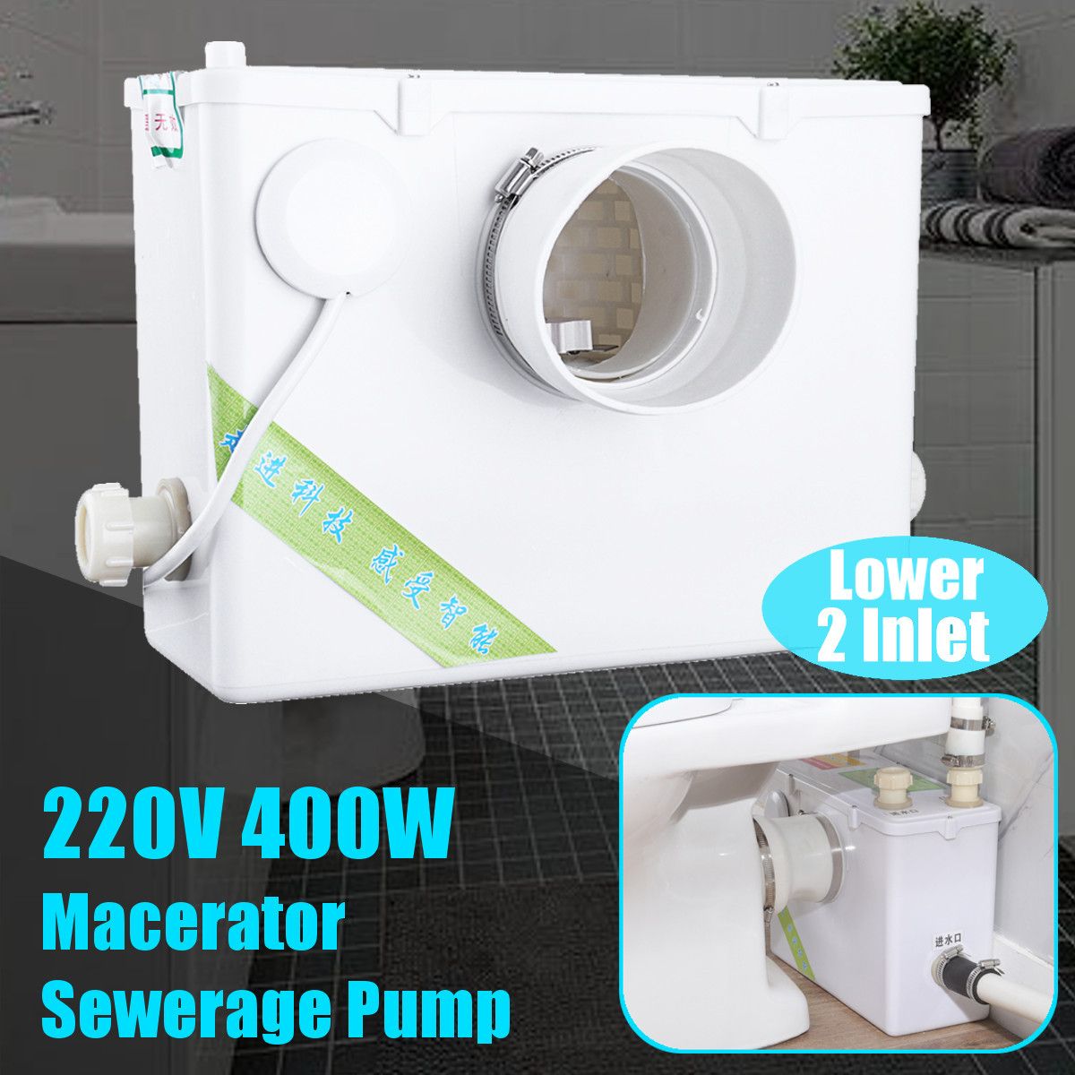 400W-220V-2-Outlet-Sanitary-Macerator-Pump-Auto-Disposal-Crush-Waste-Water-Toilet-Sink-1402024