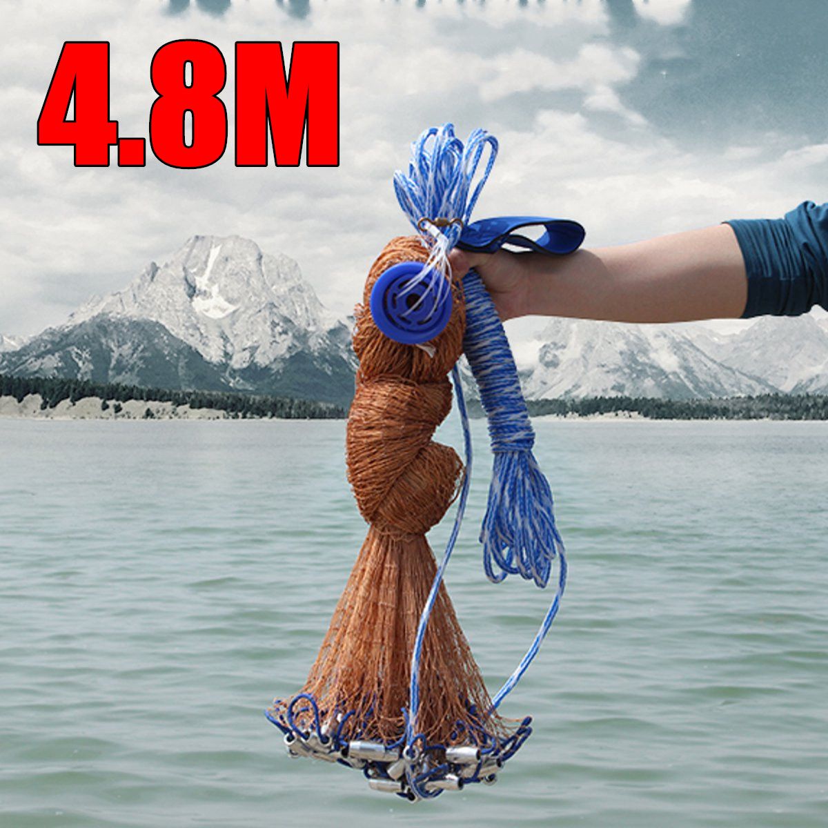 48M-Cast-Fishing-Net-Saltwater-Bait-Casting-Strong-Nylon-Line-With-Sinker-8FT-Brown-1269480