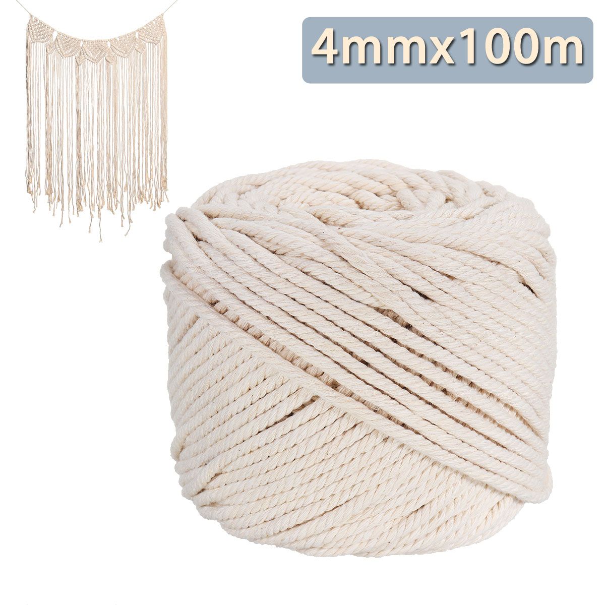 4mmx100m-Natural-Beige-Cotton-Twisted-Cord-Rope-DIY-Craft-Macrame-Woven-String-Braided-Wire-1394850