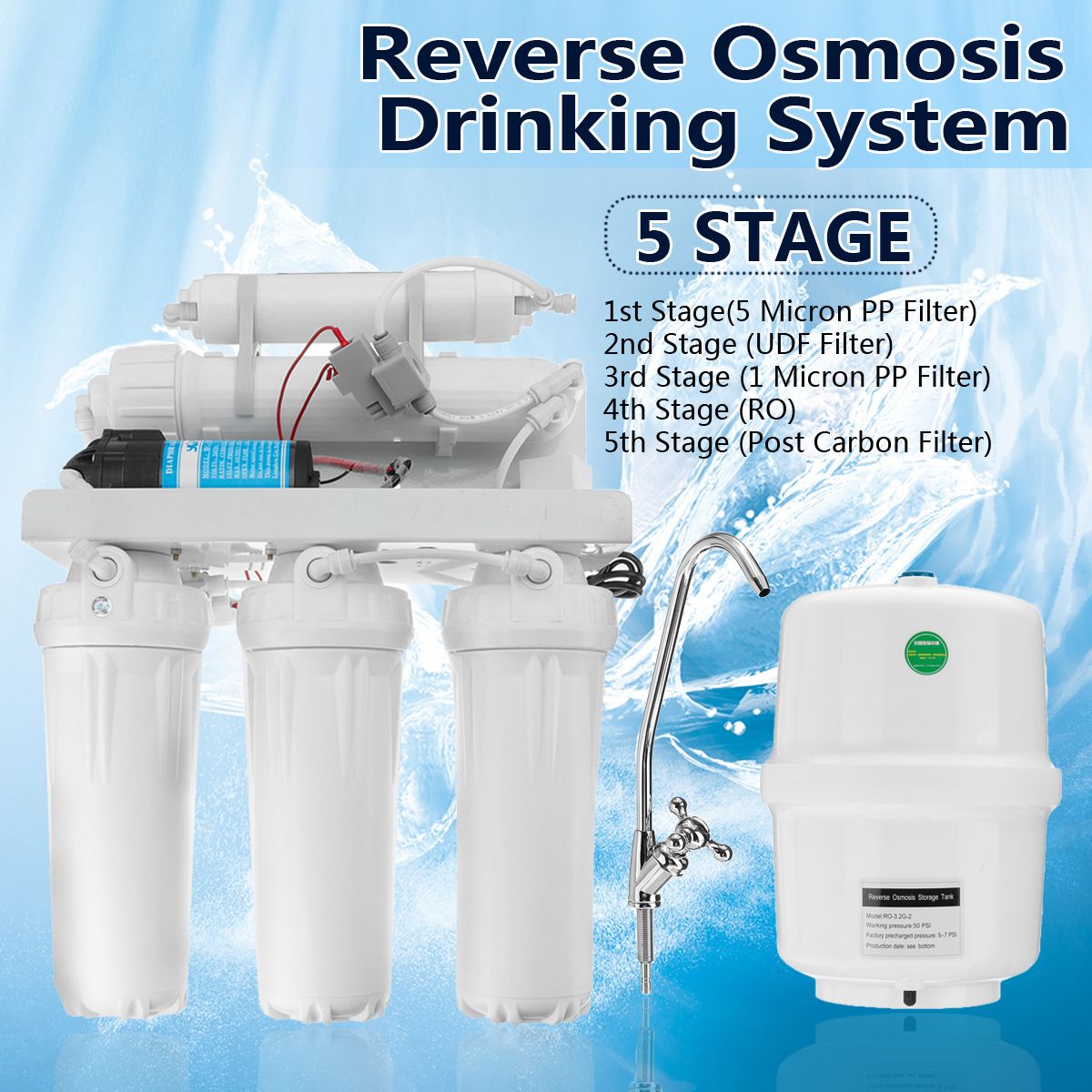 5-Stage-Undersink-Home-Drinking-Reverse-Osmosis-RO-Water-Filter-System--Faucet-1509222