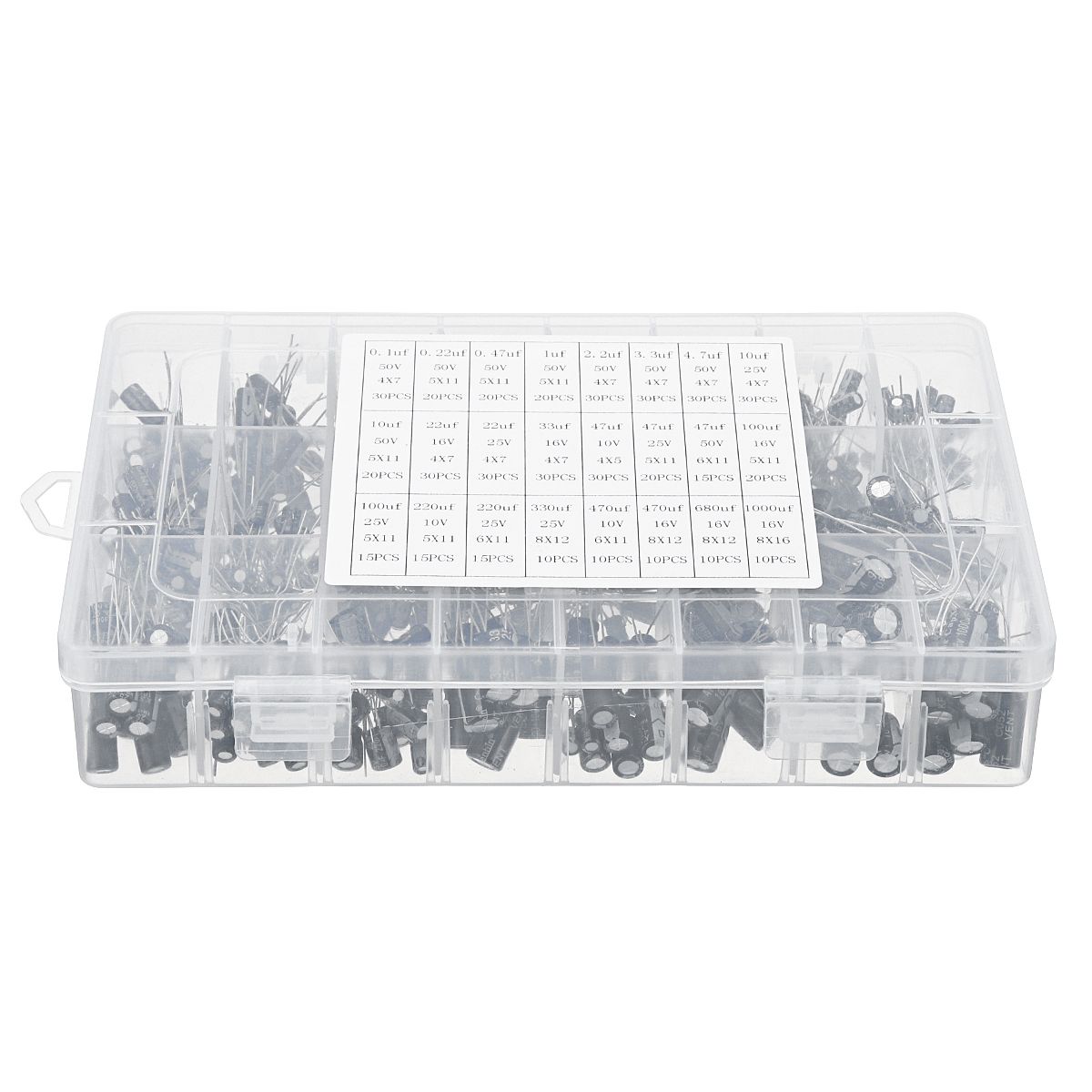 500PCS-Electrolytic-Capacitor-Assortment-Box-Kit-01UF-1000UF-16V-50V-24-Values-1308891