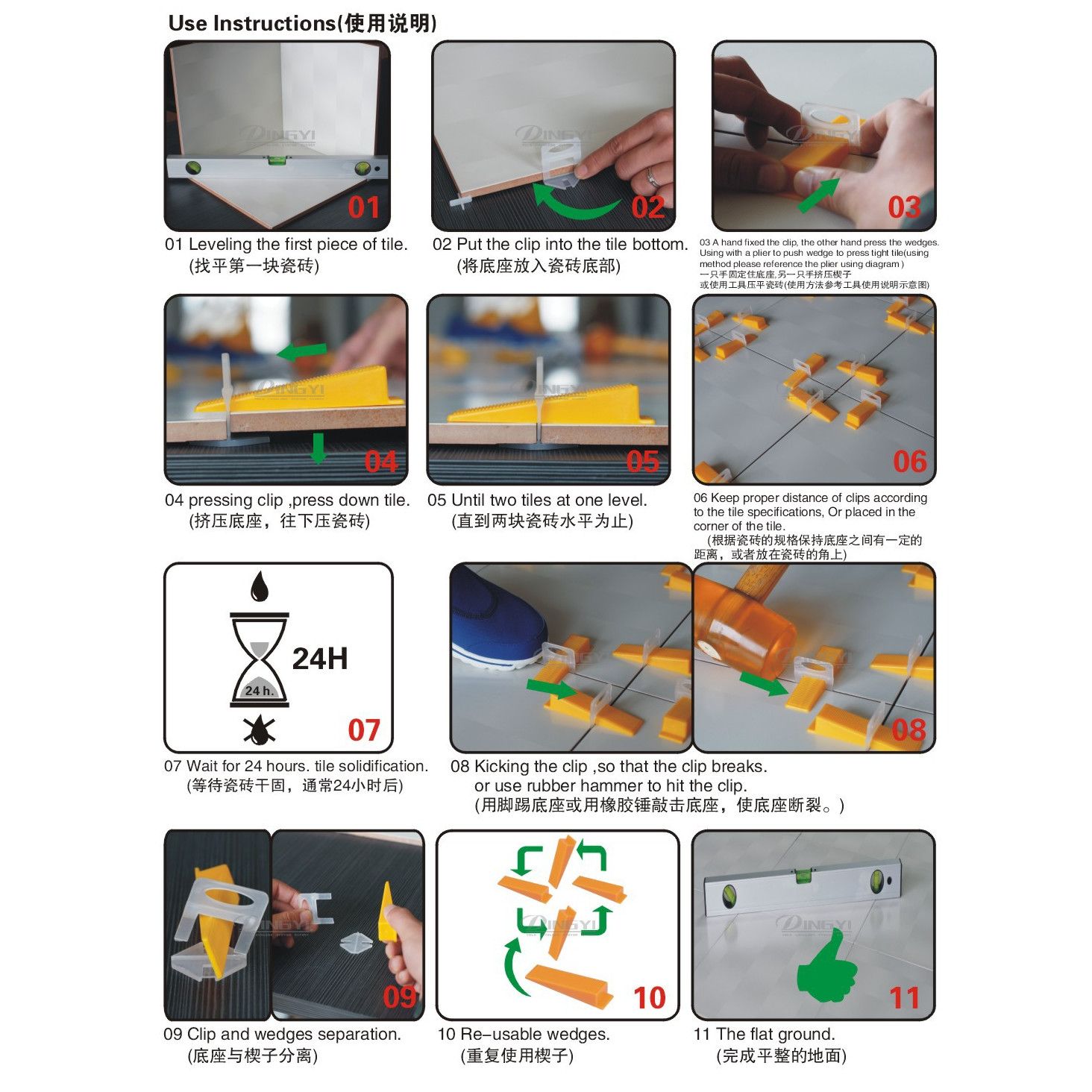 50Pcs-Black-Tile-Flat-Leveling-System-Wedges-Clips-Wall-Floor-Spacers-Strap-Device-Tools-1427127