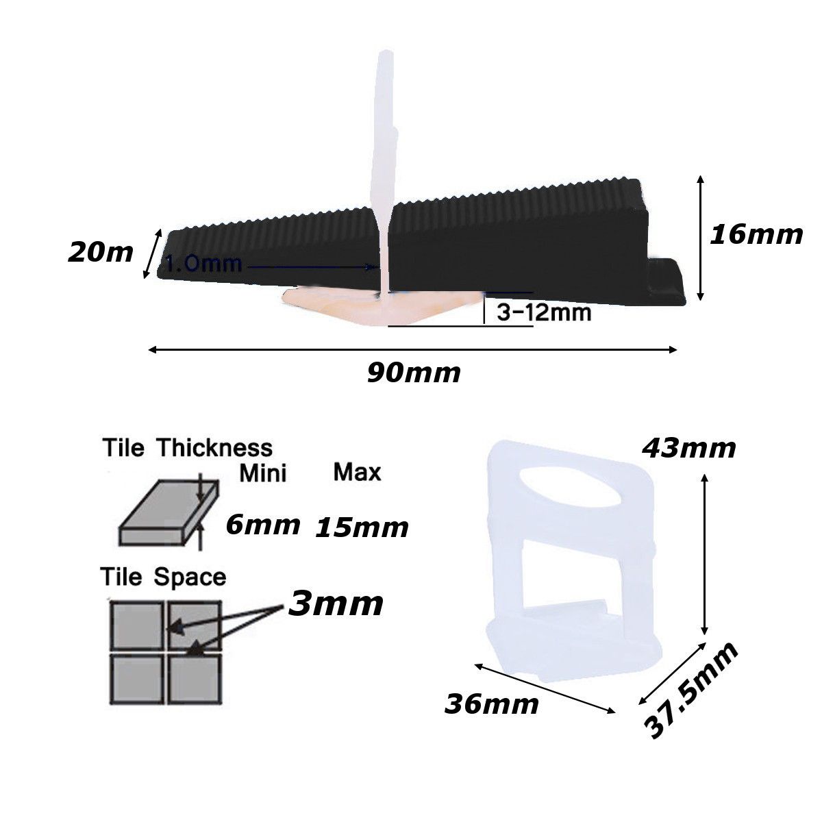 50Pcs-Black-Tile-Flat-Leveling-System-Wedges-Clips-Wall-Floor-Spacers-Strap-Device-Tools-1427127
