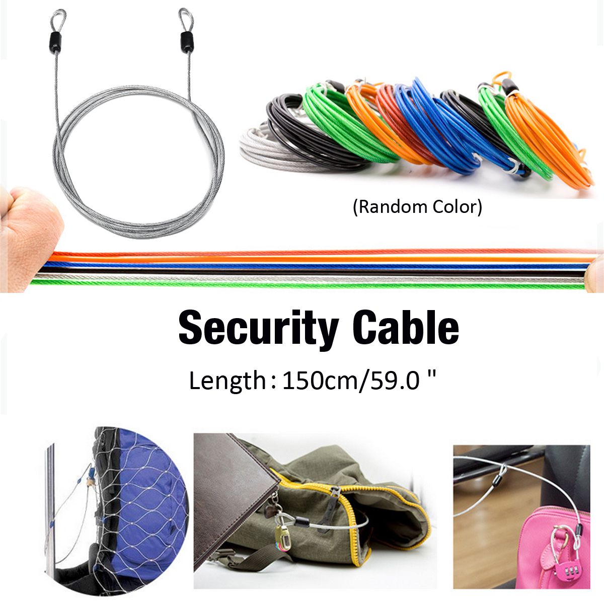 59-Inch-Steel-Wire-Security-Loop-Cable-Lightweight-Bicycle-Scooter-U-Lock-Rope-49-Strands-1403900