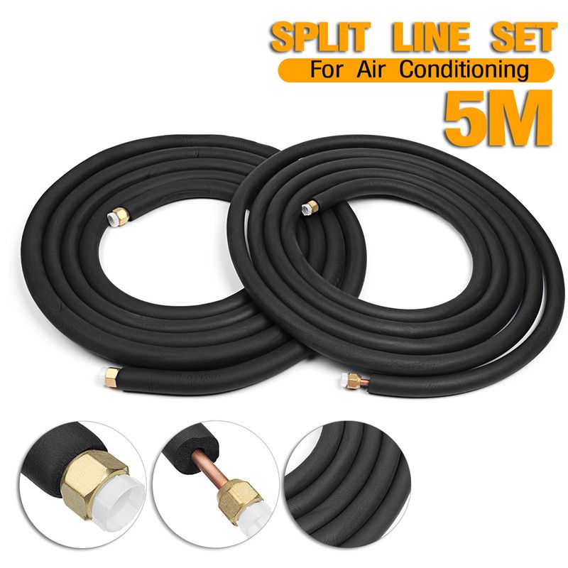 5M-165ft-Split-Line-Extension-14quot-38quot-Flared-Insulated-Air-Conditioner-Black-Brass-Tube-1309476