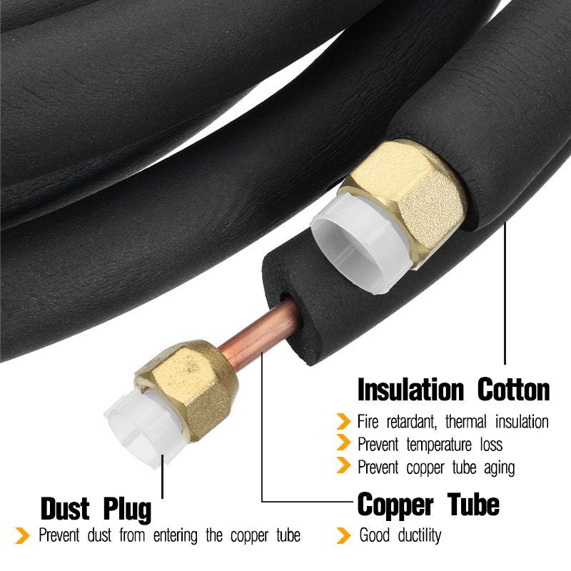 5M-165ft-Split-Line-Extension-14quot-38quot-Flared-Insulated-Air-Conditioner-Black-Brass-Tube-1309476