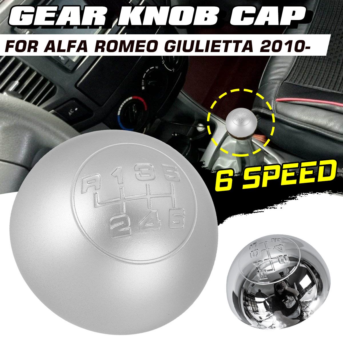 6-Speed-Satin-Gear-Knob-Cover-With-Lens-For-Alfa-Romeo-Giulietta-1737605
