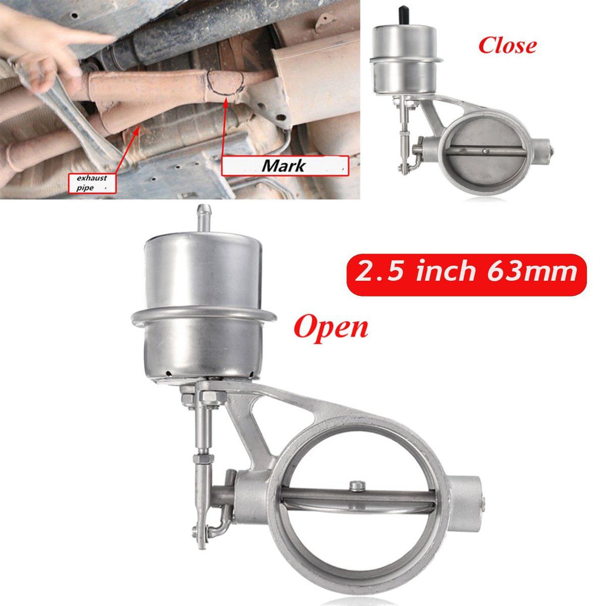 63mm-25-Stainless-Exhaust-Control-Valve-Switch-Kit-Vacuum-Actuator-OpenClose-Style-1548068