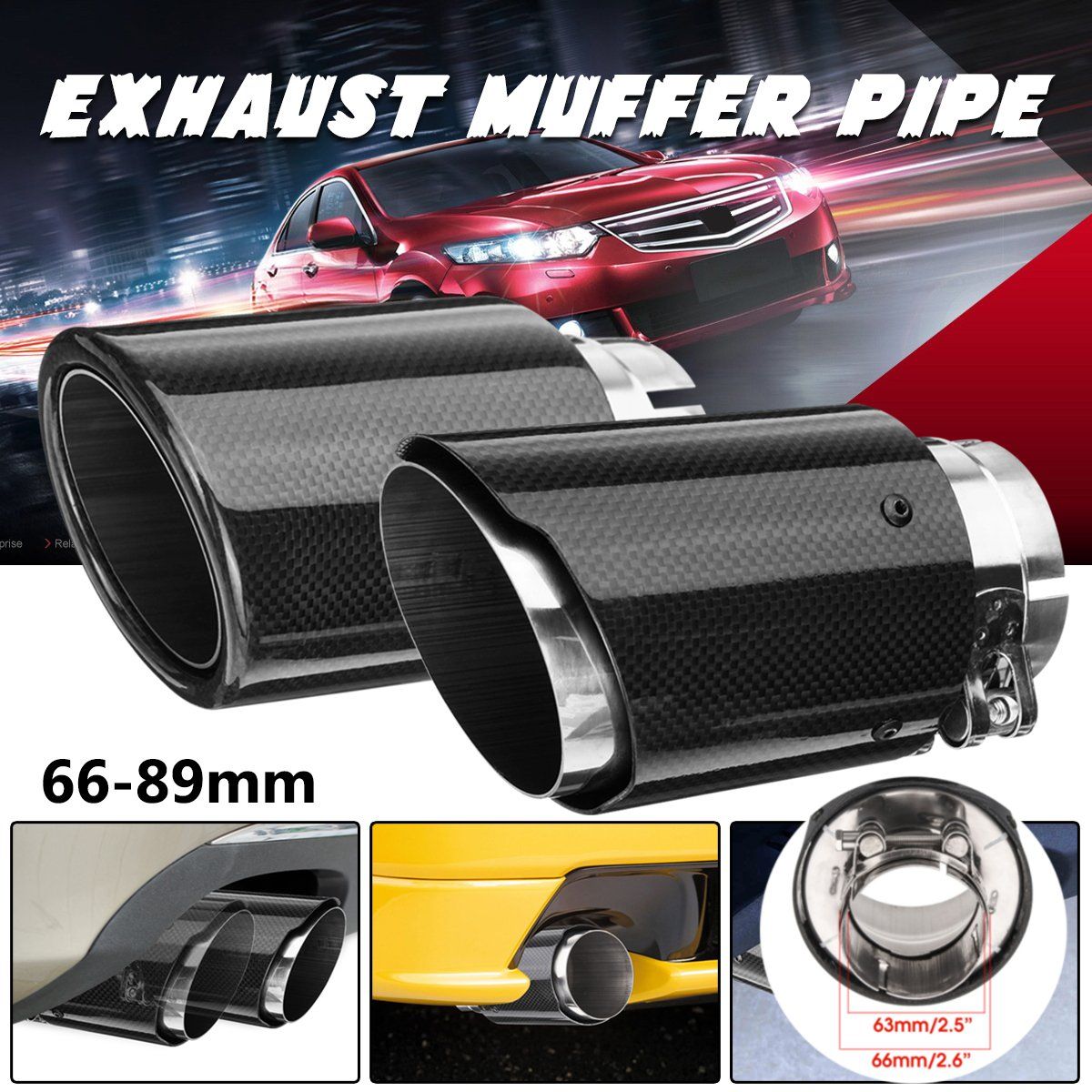 66mm-89mm-Carbon-Fiber-Black-Universal-Car-Exhaust-Tips-Muffler-Pipe-Tail-End-1560138