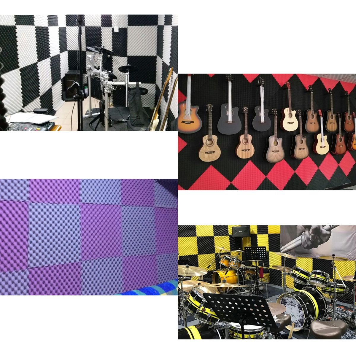 6PCS-Acoustic-Foam-Panel-Sound-Stop-Absorption-Sponge-Studio-KTV-25x25x2cm-1761612