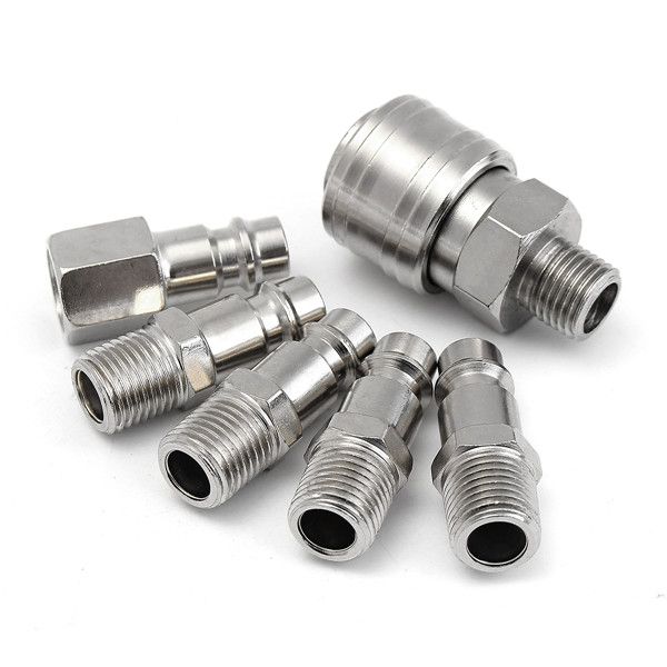 6pcs-14inch-MaleFemale-BSP-Adapter-Compressed-Air-Quick-Coupling-Hose-1078363