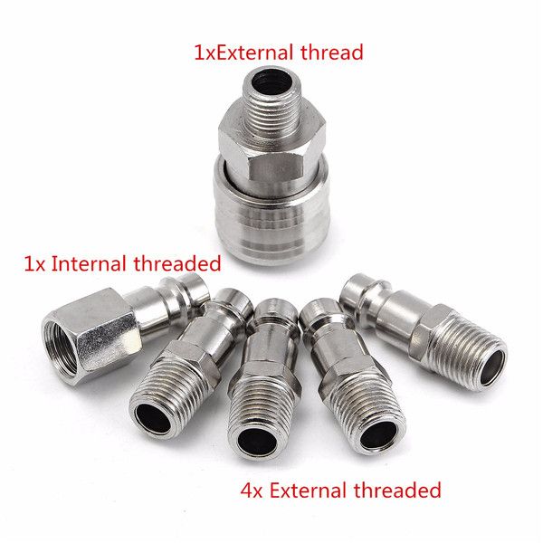 6pcs-14inch-MaleFemale-BSP-Adapter-Compressed-Air-Quick-Coupling-Hose-1078363