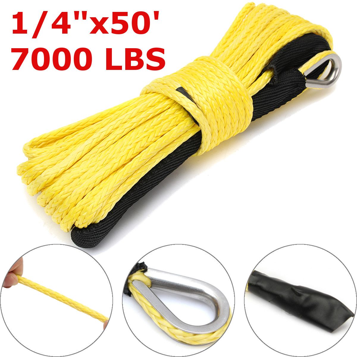 7000-Lbs-50Ft-Yellow-Synthetic-Winch-Rope-Cable-Towing-Rope-ATV-Winch-Line-14-Inch-1158944