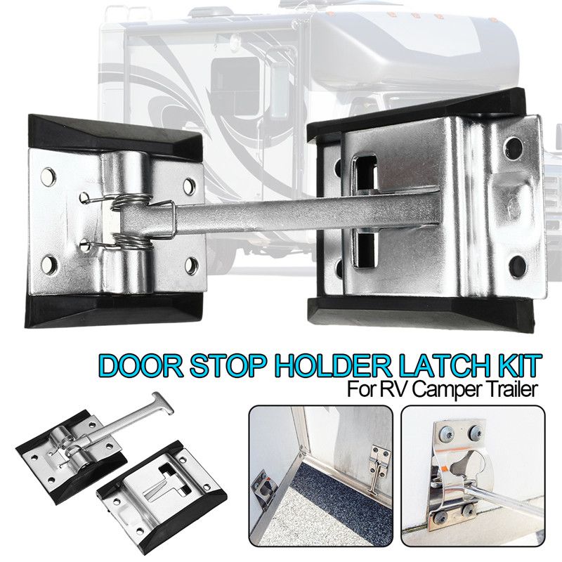 90mm-Pole-Metal-RV-Camper-Horse-Work-Enclosed-Trailer-Door-Stop-Holder-Latch-Kit-1362519