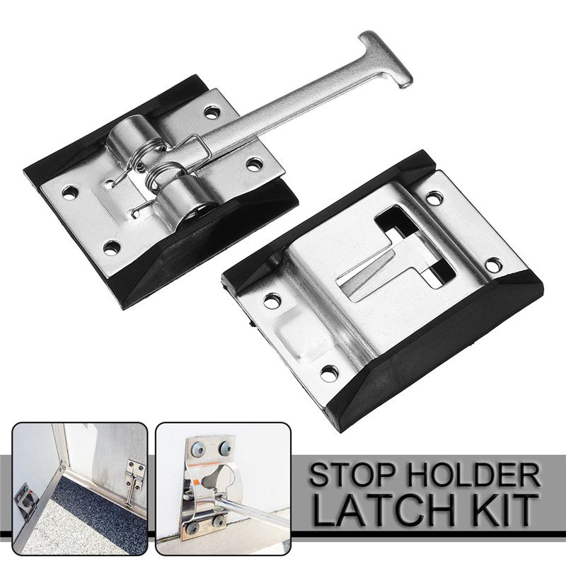 90mm-Pole-Metal-RV-Camper-Horse-Work-Enclosed-Trailer-Door-Stop-Holder-Latch-Kit-1362519