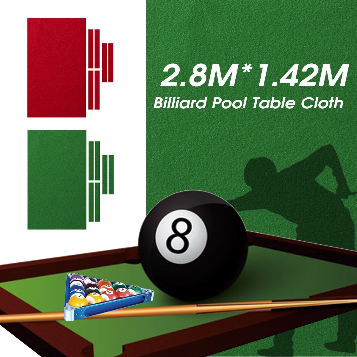 95x47ft-Worsted-Billiard-Pool-Snooker-Table-Cloth-Felt-Cover--6Pcs-Felt-Strip-1534164