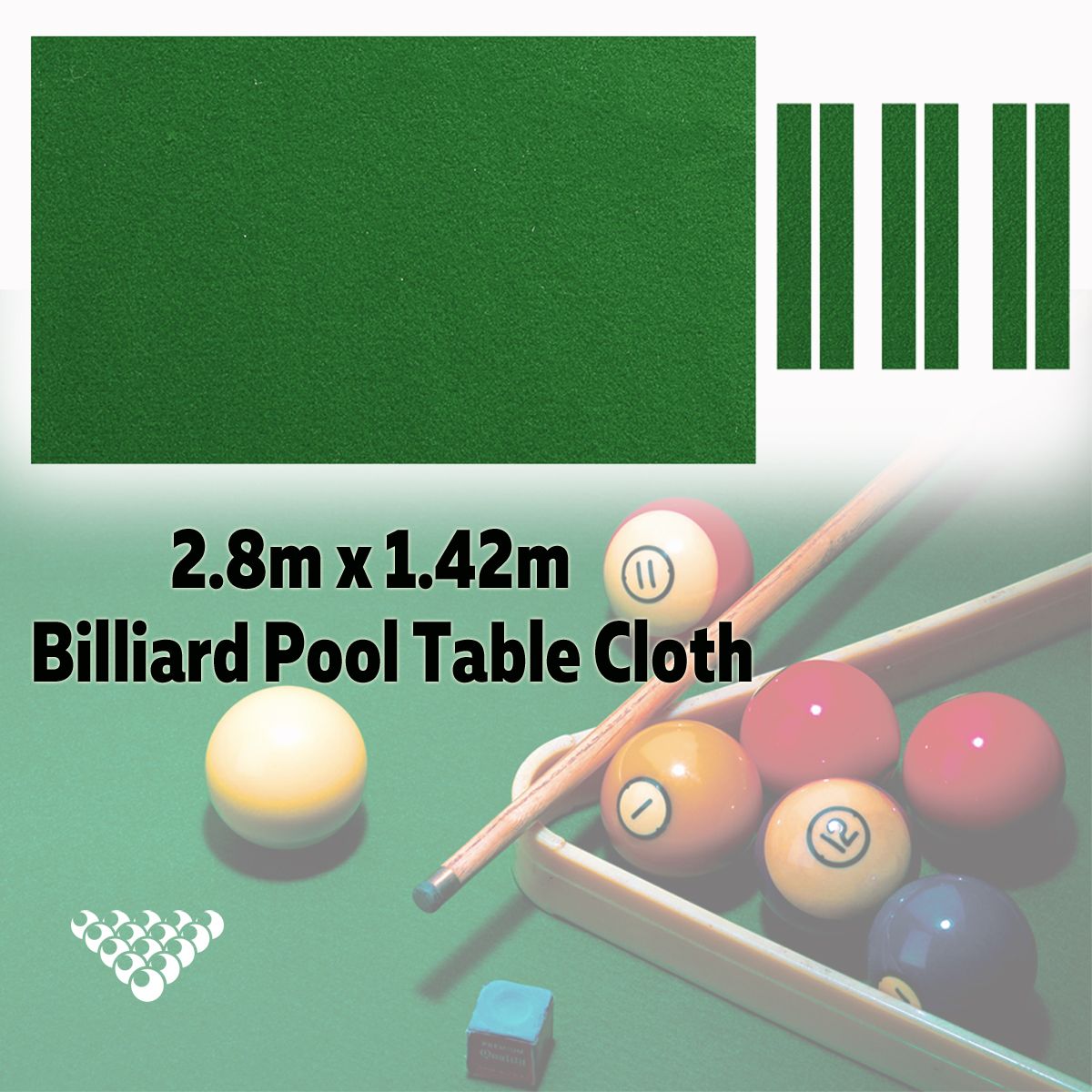 95x47ft-Worsted-Billiard-Pool-Snooker-Table-Cloth-Felt-Cover--6Pcs-Felt-Strip-1534164