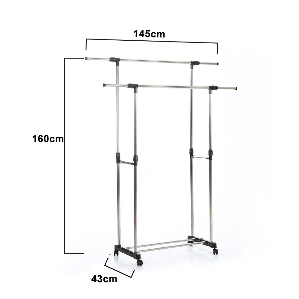 Adjustable-Stainless-Steel-Rolling-Rail-Movement-Cloth-Storage-Drying-Rack-Double-Bar-Hanger-Garment-1582826