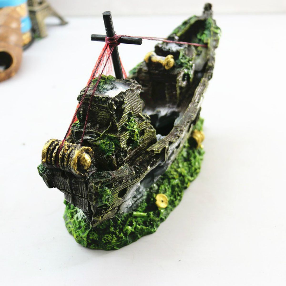 Aquarium-Ornament-Wreck-Sailing-Boats-Sunk-Ship-Destroyer-Fish-Tank-Cave-Decor-Model-1575334