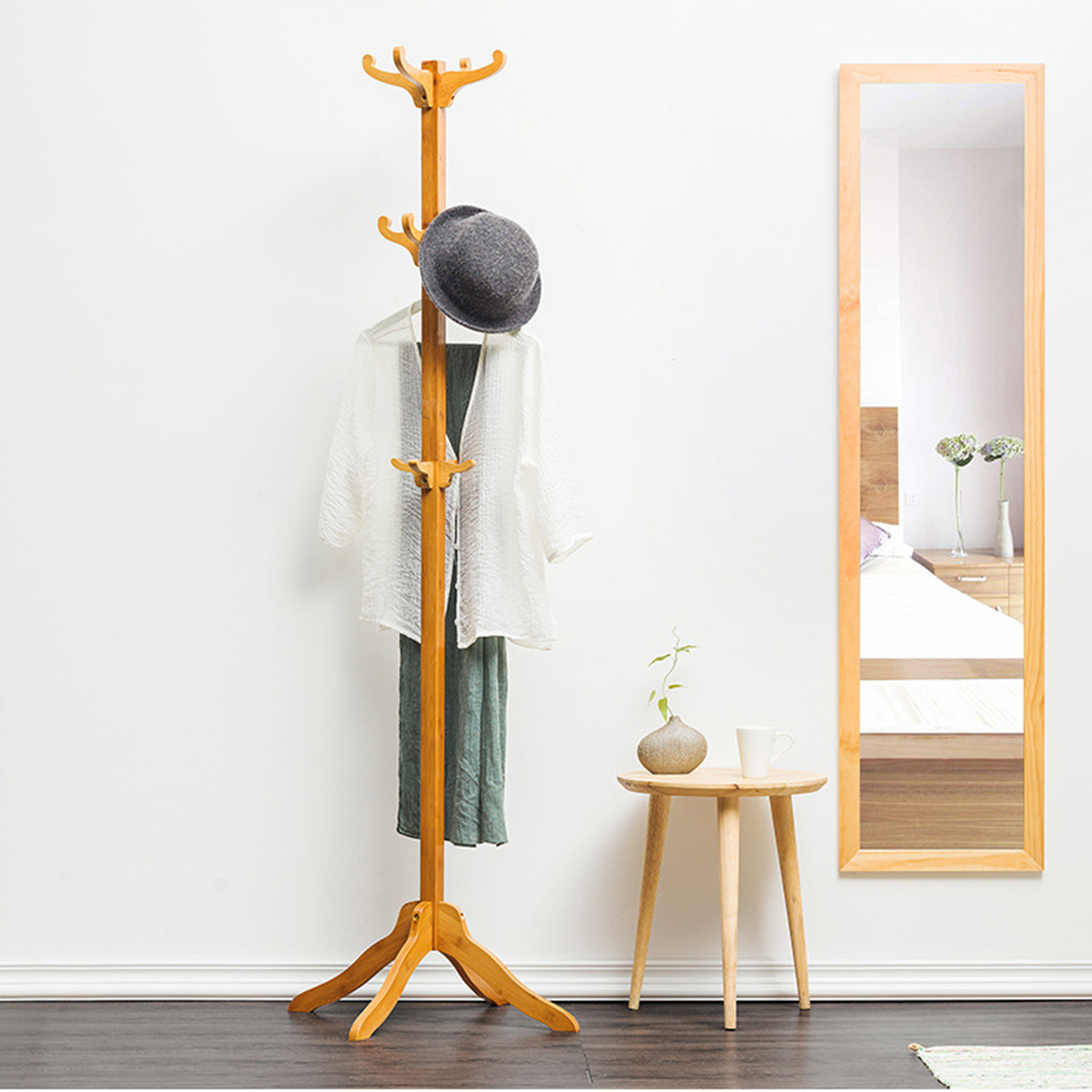 Coat-Rack-Stand-12-Hooks-Cloth-Hat-Bamboo-Hanger-Storage-1550007