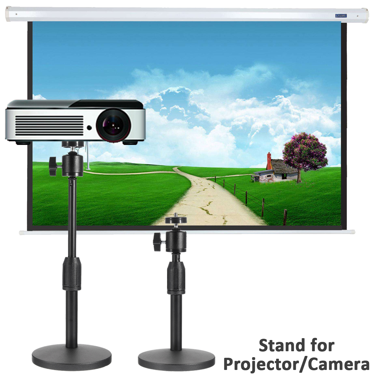 Desktop-Laptop-Projector-Stand-Holder-Swivel-Head-Tripod-Mount-Adjustable-Height-1226380