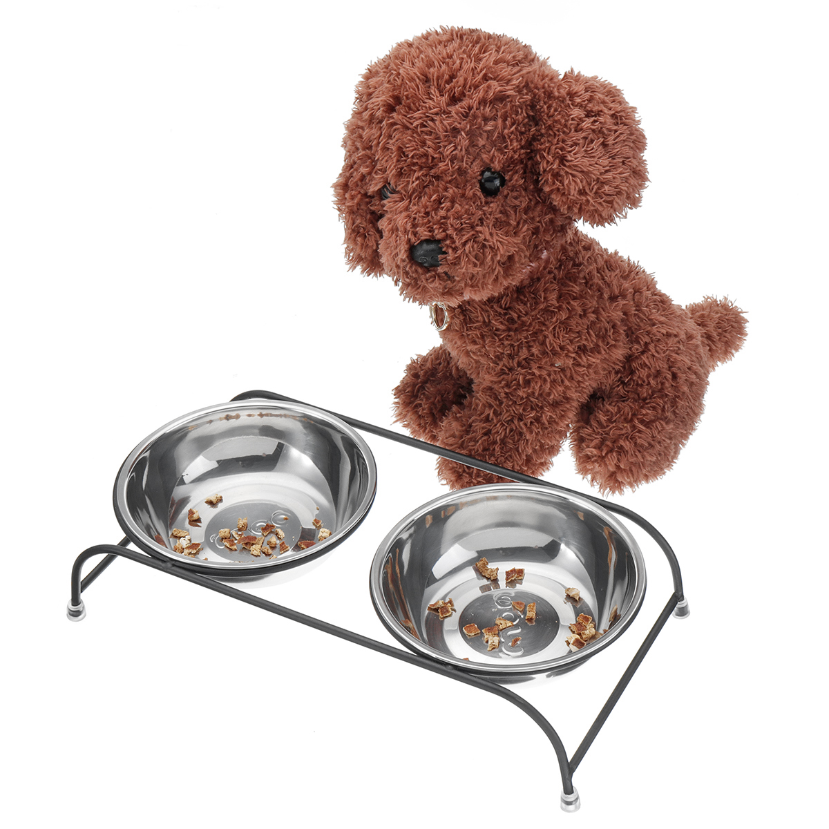 Double-Pet-Bowl-Dish-Dog-Cat-Stand-Feeder-Food-Water-Stainless-Steel-Durable-1453796
