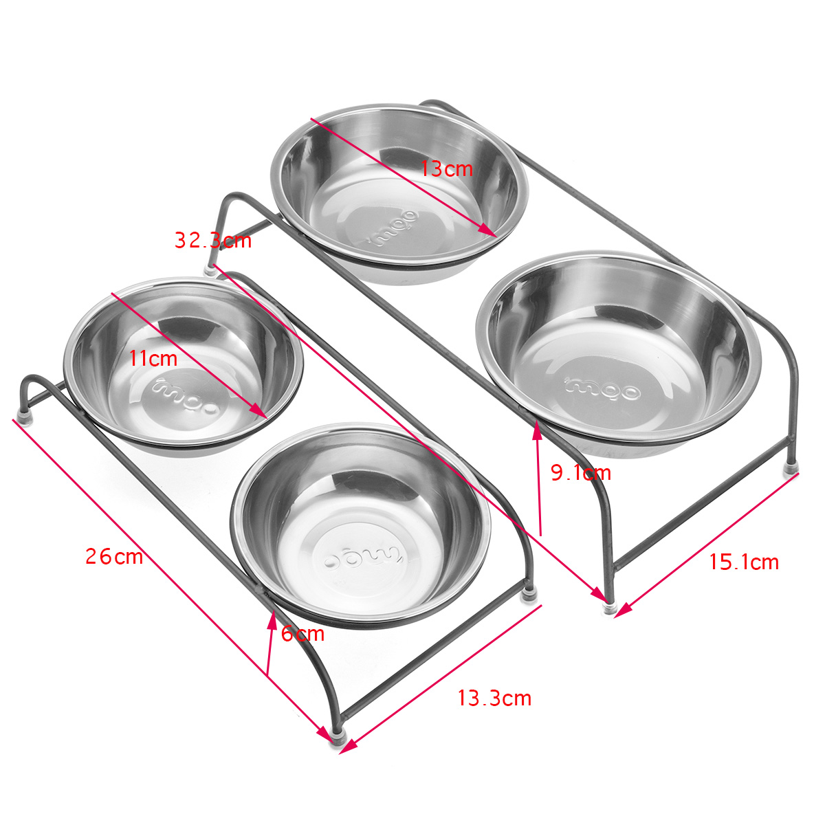 Double-Pet-Bowl-Dish-Dog-Cat-Stand-Feeder-Food-Water-Stainless-Steel-Durable-1453796