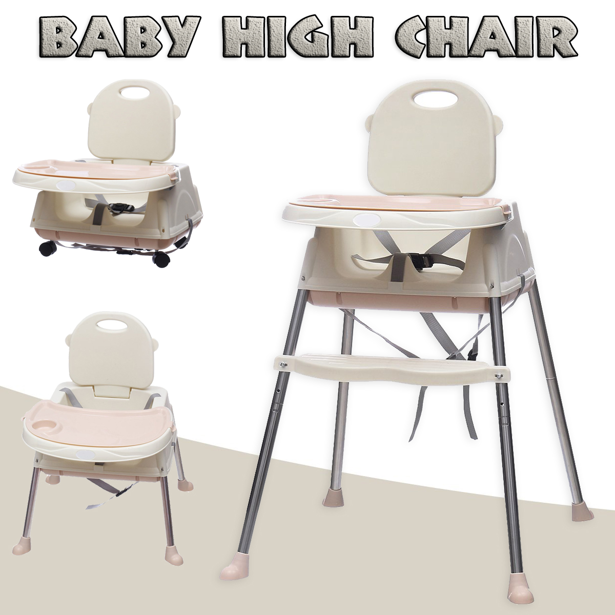Folding-Baby-High-Chair-Convertible-Play-Table-Seat-Booster-Toddler-Feeding-Tray-Wheel-1556091