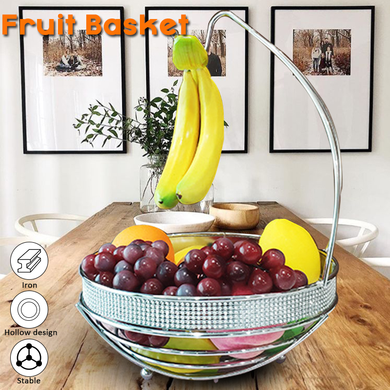 Fruit-Basket-Nespresso-Caps-Stand-Hanger-Keys-Rustproof-Banana-Hook-Chrome-2in1-1726193