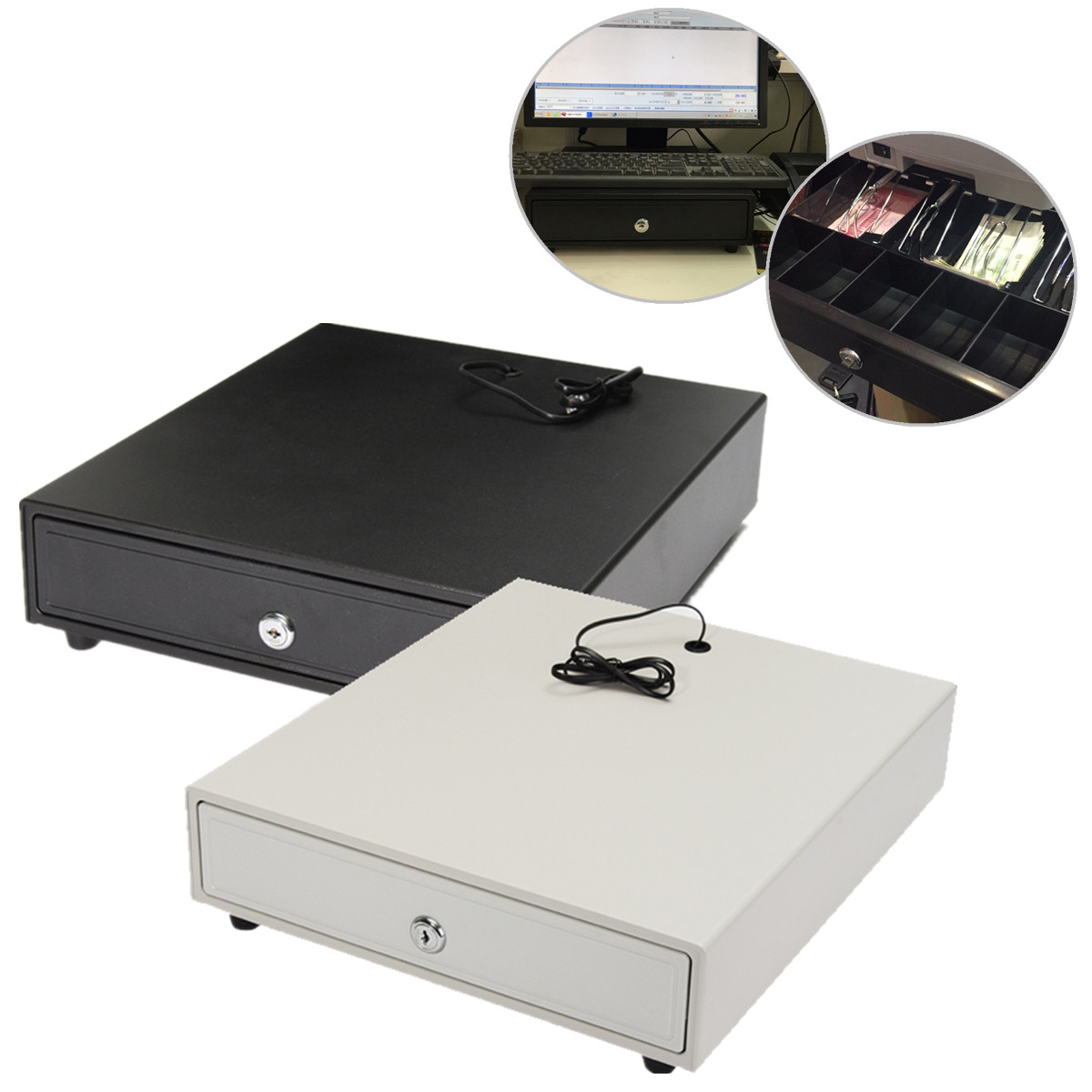 Heavy-Duty-Cash-Drawer-Box-Money-Box-POS-Register-RJ-11-Key-Lock-With-4-Bill-5-Coin-Trays-1409011