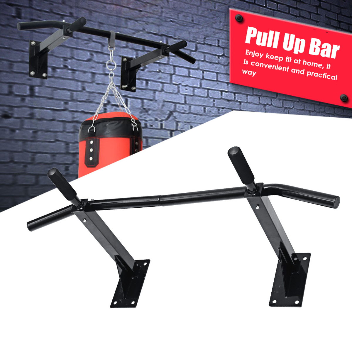 Heavy-Duty-Chinup-Pull-Up-Bar-Wall-Mounted-Exercise-Tools-Workout-Fitness-Gym-Home-1573804