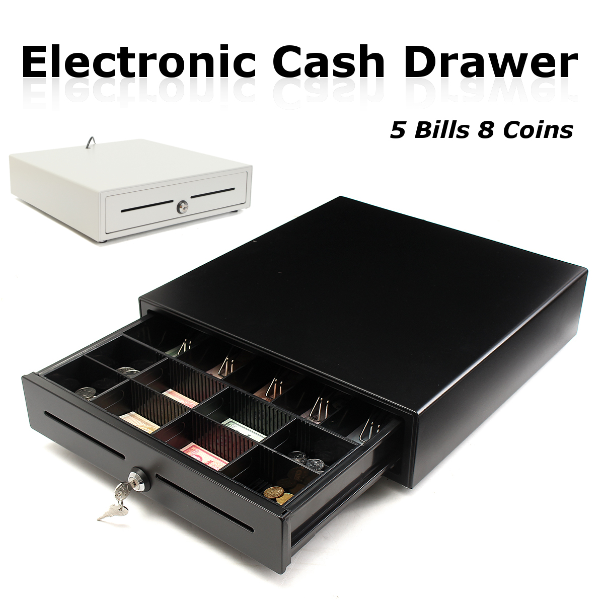 Heavy-Duty-Electronic-Cash-Drawer-Lock-Cash-Tidy-Register-POS-5-Bills-8-Coins-Tray-1290235