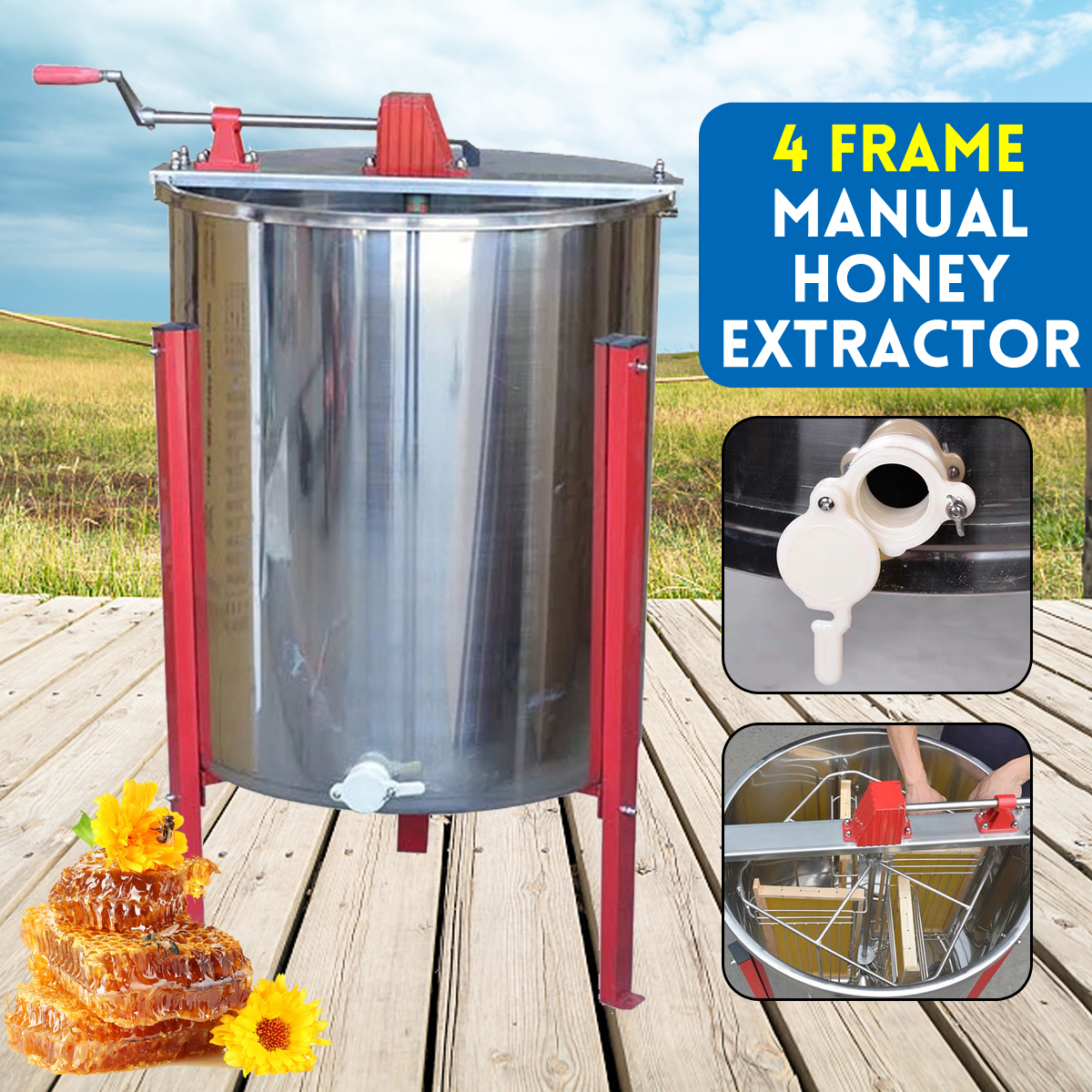 Honey-Extractor-4-Frame-Stainless-Steel-Manual-Bee-Beekeeping-Equipment-Tool-1755389