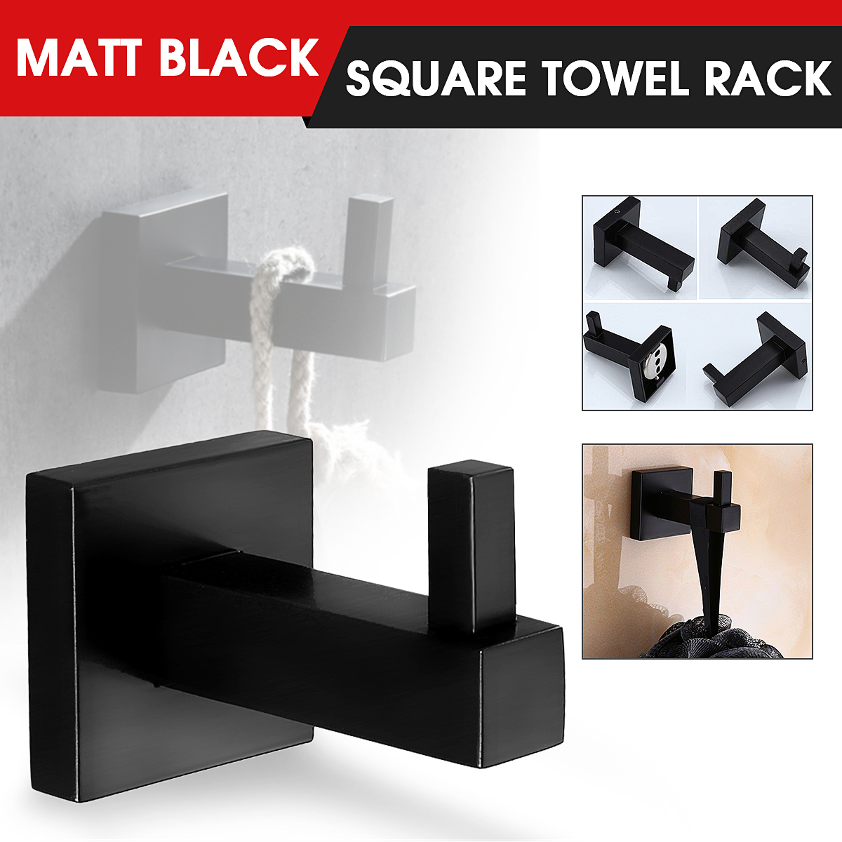 Matt-Black-Square-Towel-Rack-Rail-Tissue-Roll-Toilet-Brush-Holder-Robe-Hook-Bath-1336955