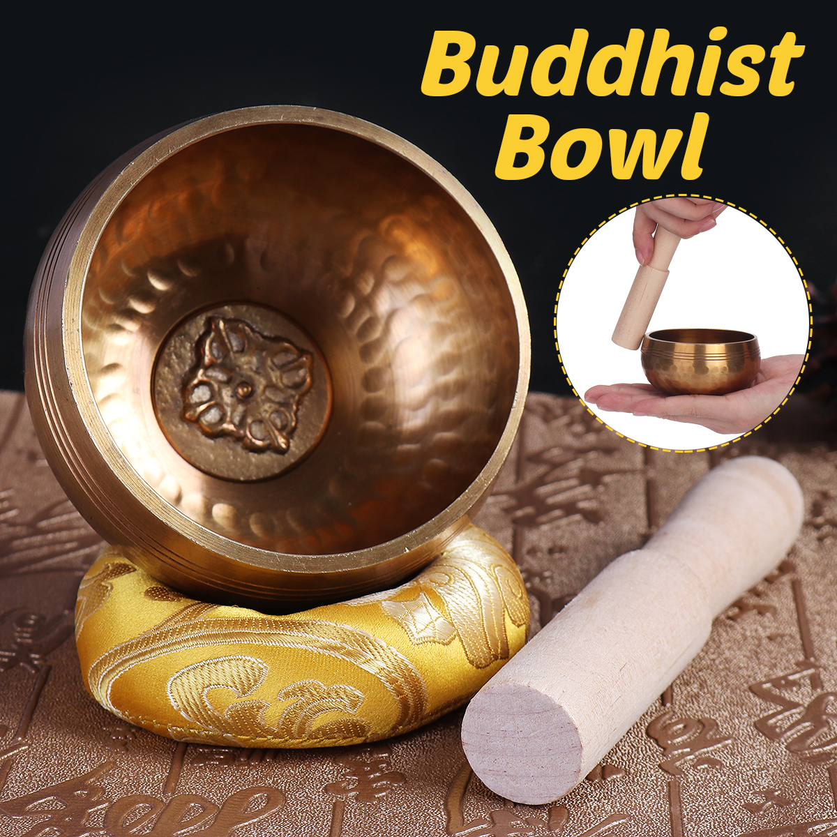 Meditation-Yoga-Singing-Bowl-Buddhist-Chanting-Bowl-Therapy-Mallet-Mat-Cushion-1757847