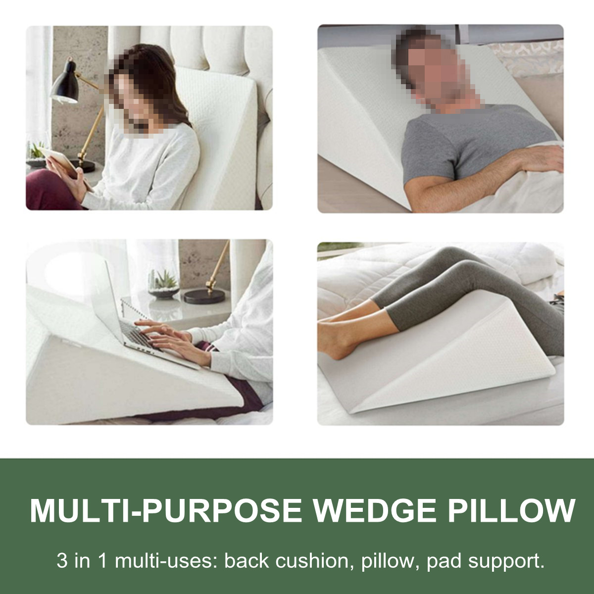 Memory-Foam-Orthopedic-Acid-Reflux-Bed-Wedge-Pillow-Back-Leg-Elevation-Cushion-Support-Cover-Pad-1361893