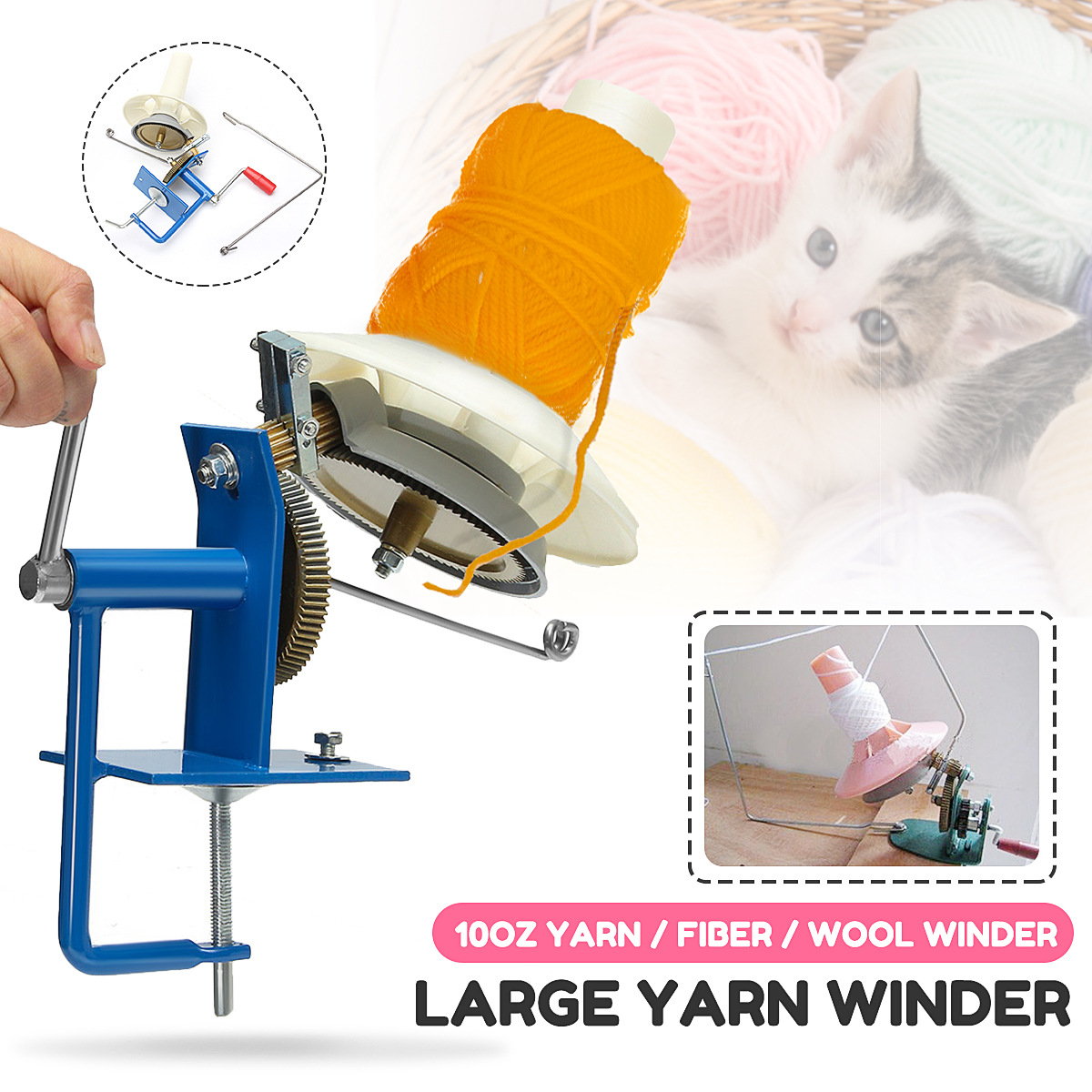 Metal-large-Yarn-Fiber-Wool-String-Ball-Winder-Hand-Operated-Needlecraft-Tool-1406662