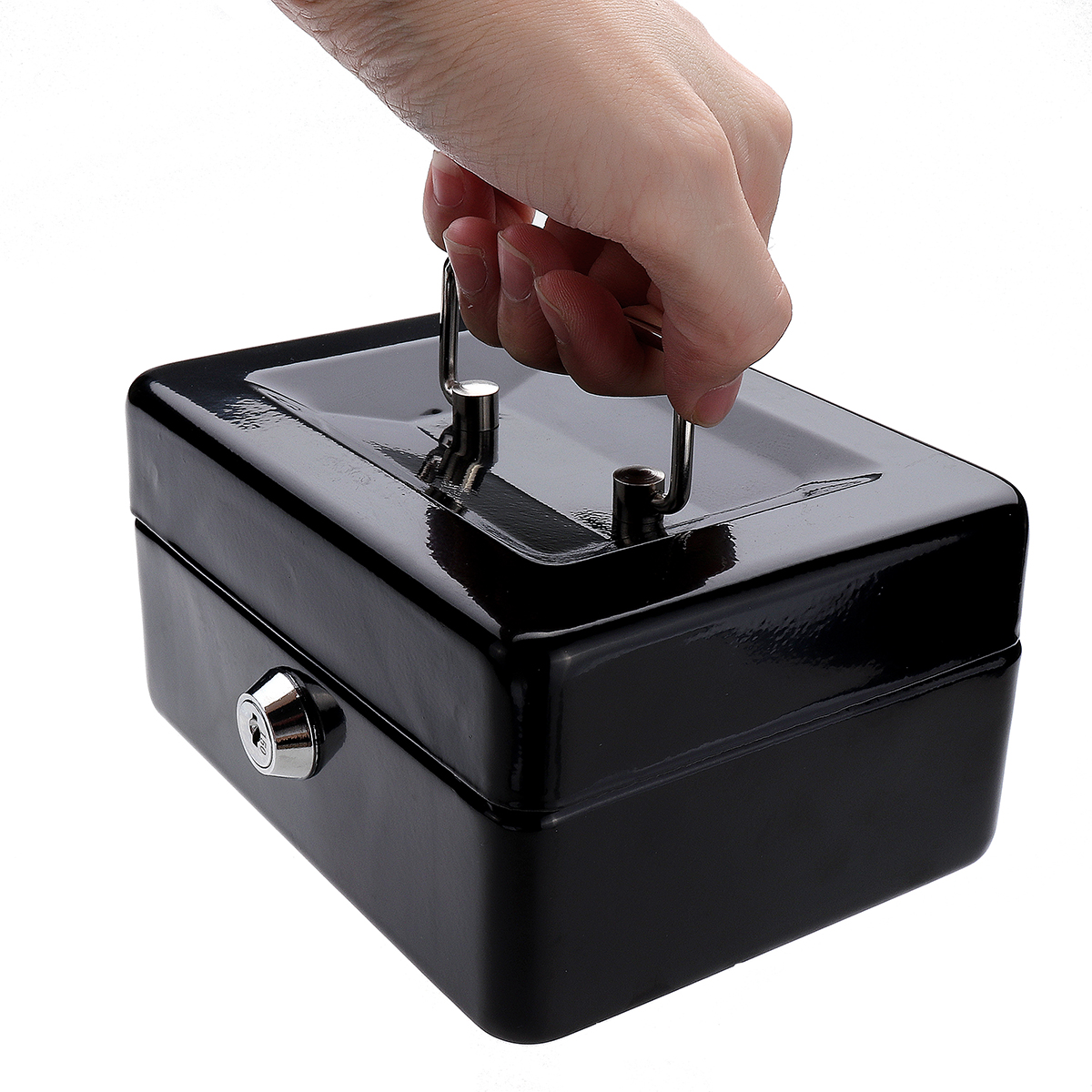 Mini-Portable-Money-Safe-Storage-Case-Black-Sturdy-Metal-With-Coin-Tray-Cash-Carry-Box-1346714