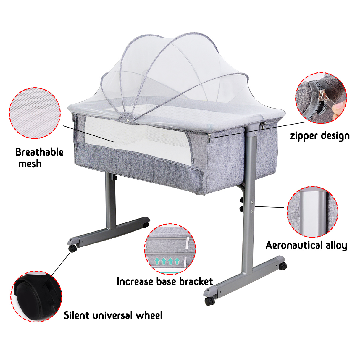 Multifunction-Baby-Bedside-Crib-Portable-Folding-Travel-Cot-Bed-Mattress-Mosquitonet-Set-1588093