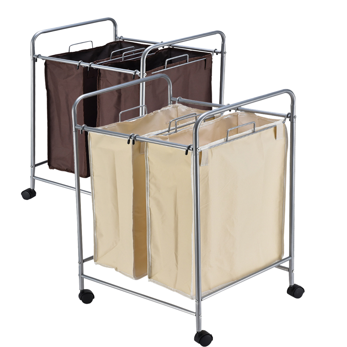 Multifunction-Mobile-Double-Bag-Compact-Laundry-Hamper-Sorter-Cart-Clothes-Storage-Bag-1554014