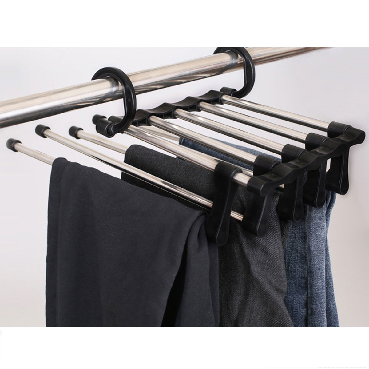 New-5in1-Adjustable-Closet-Organizer-Space-Saver-Trousers-Pants-Rack-Hanger-Hook-1756985