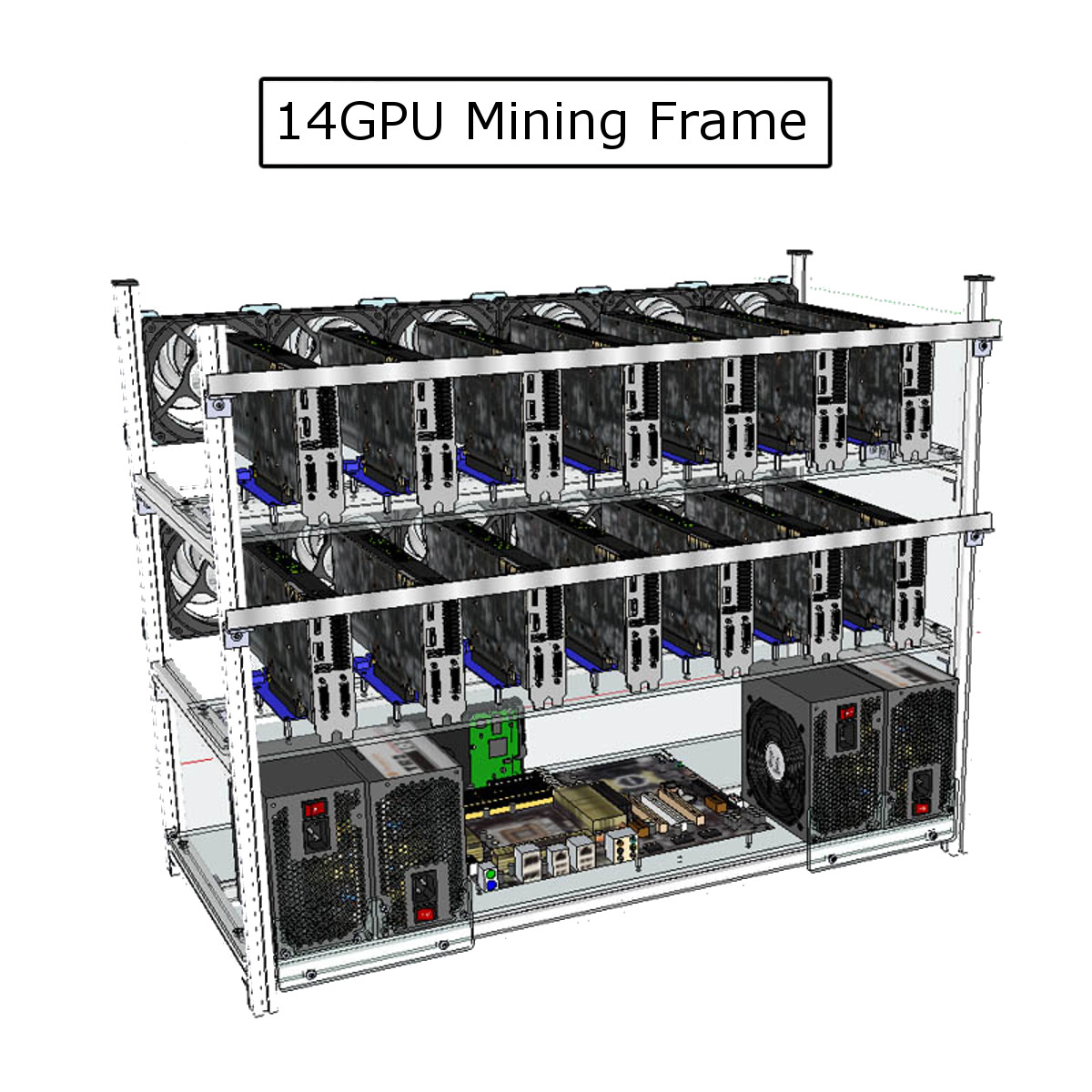Open-Air-Mining-Frame-Rig-14-GPU-Stackable-Case-With-12-LED-Fans-For-ETH-ZCash-1241800
