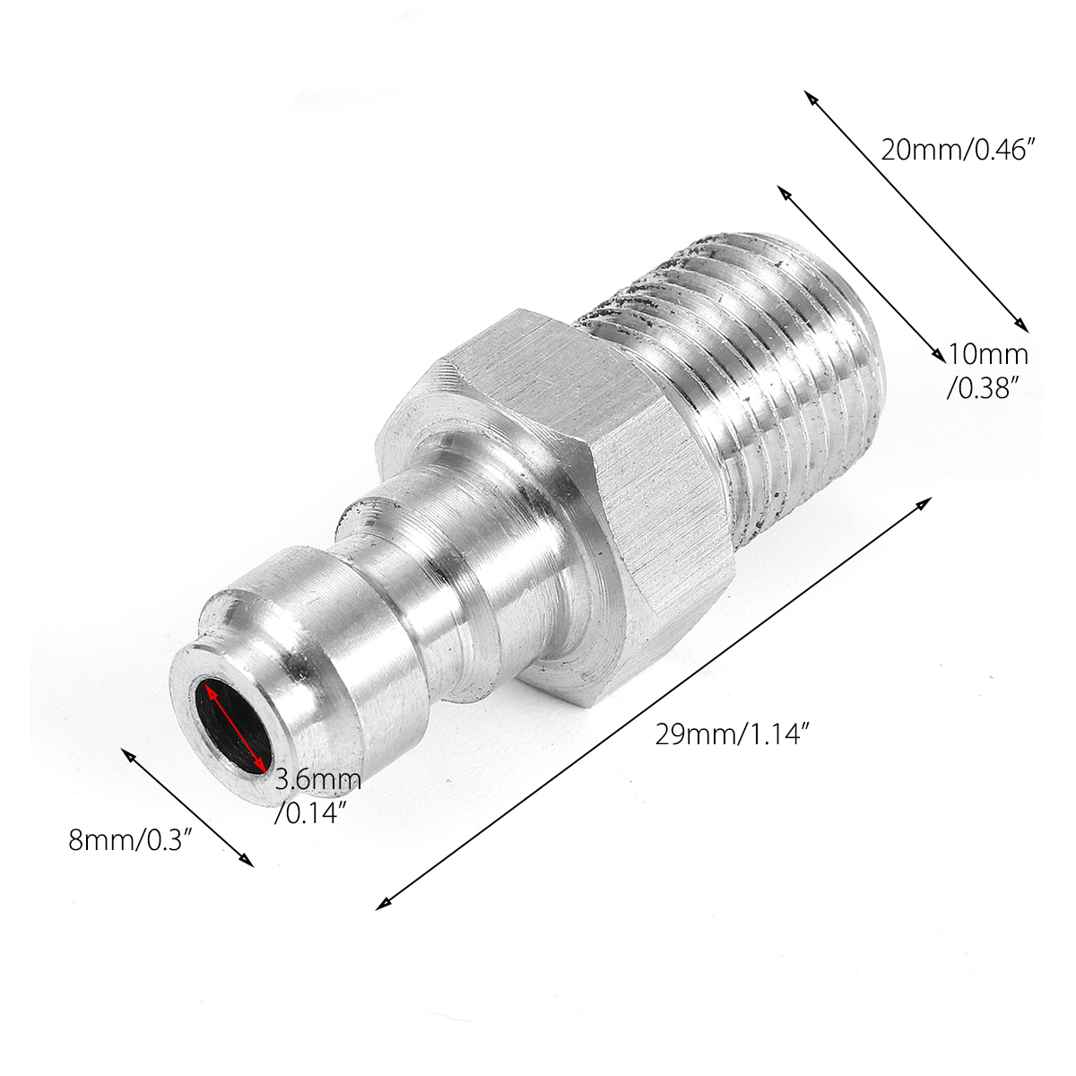 Paintball-PCP-Fill-Nipple-Adapter-Stainless-Steel-8mm-Thread-One-Way-Foster-Connector-18-BSPP-1320333