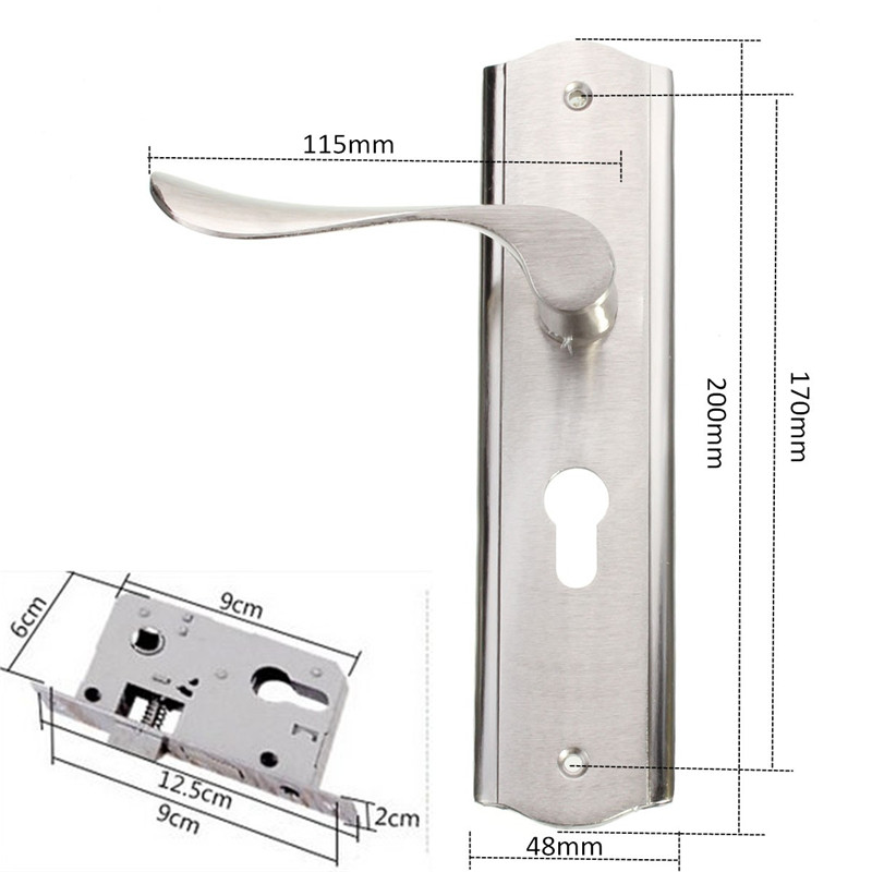 Polished-Door-Handle-Front-Back-Lever-Lock-Cylinder-Dual-Latch-with-Keys-1022997