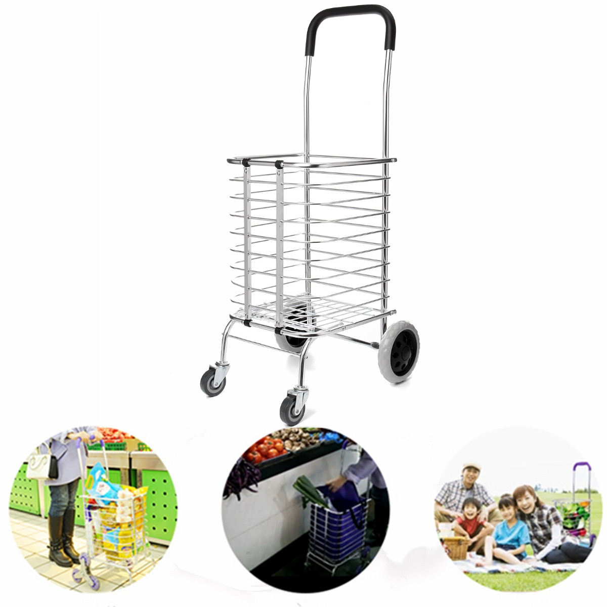 Portable-Folding-Shopping-Basket-Cart-Trolley-Trailer-Four-Wheel-Aluminum-Alloy-1736949