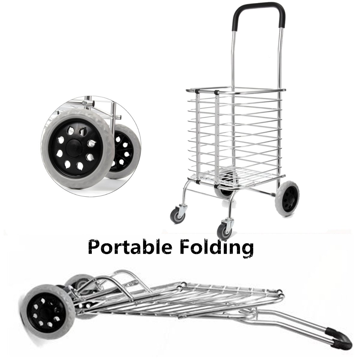 Portable-Folding-Shopping-Basket-Cart-Trolley-Trailer-Four-Wheel-Aluminum-Alloy-1736949