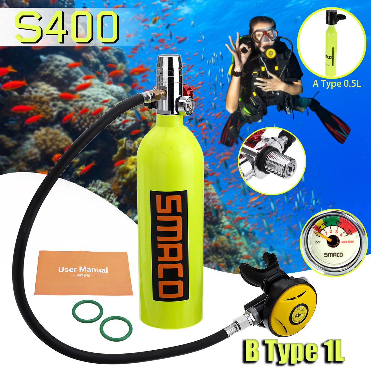 SMACO-1L-Scuba-Oxygen-Cylinder-S400-Diving-Air-Tank-Diving-Respirator-Valve-Relieve-Valve-Kit-1566722