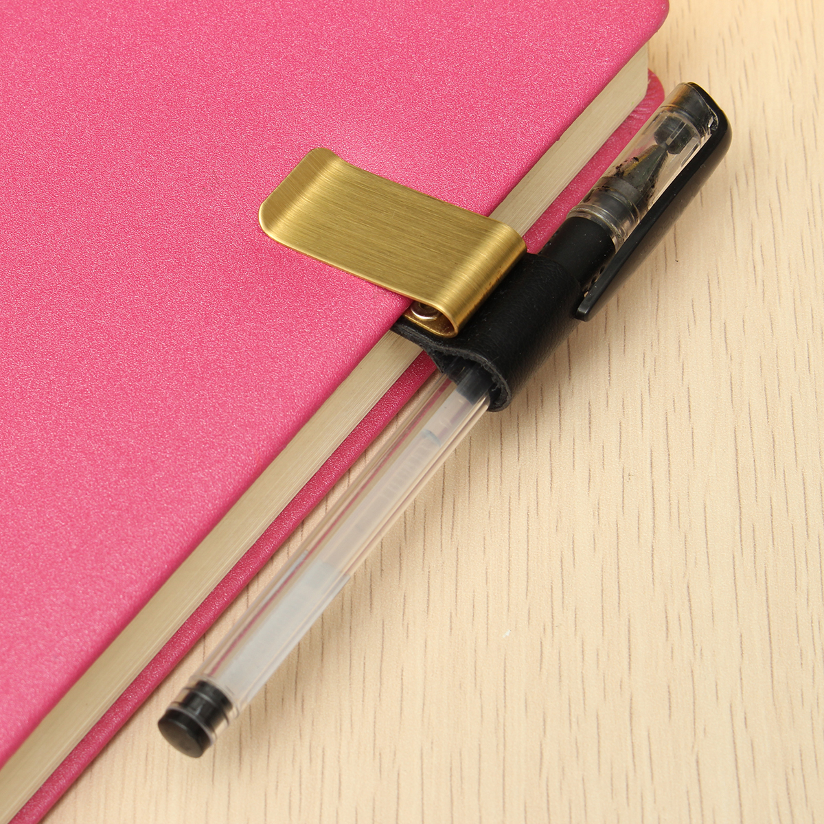Stainless-Steel-Leather-Notebook-Clip-Metal-Pen-Holder-Paper-Folder-1255813